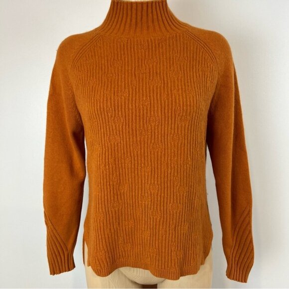 Mock High Neck Rust Orange Knit Long Sleep Pullover Fall Cozy Sweater Size Small - Picture 2 of 12
